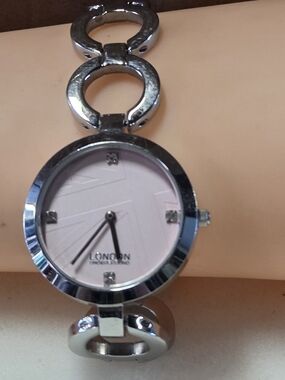 London Underground Silver Bracelet Watch with Pale Pink Dial